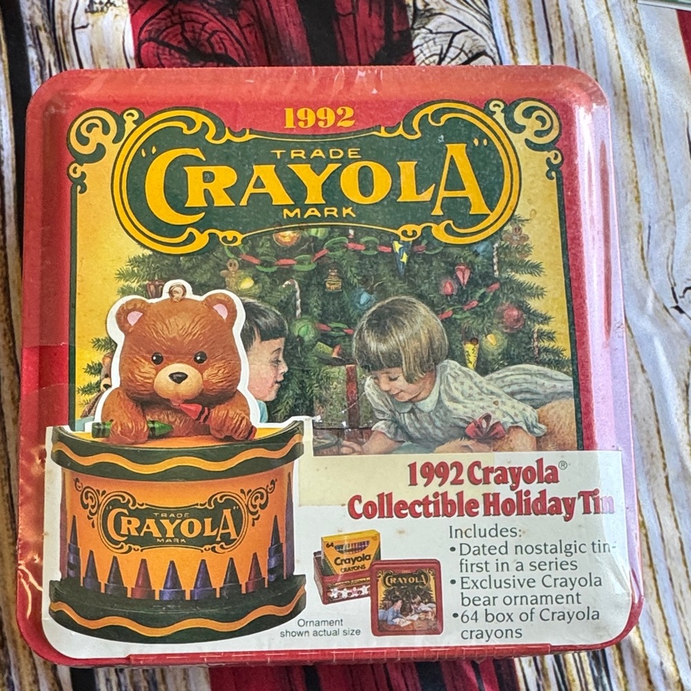 Crayola 1992 Holiday Tin with Bear Ornament
